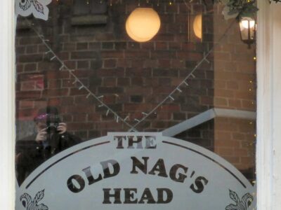 SJ8398 : Old Nag's Head: Etched window
