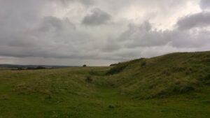 ST9603 : Outer bank and ditch at Badbury Rings hill fort, Dorset