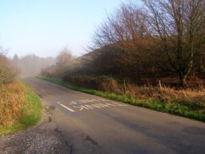 SY6187 : Road to Martinstown at Smitten Corner