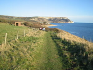 SY7481 : Coast Battery on coastal path towards Ringstead Bay