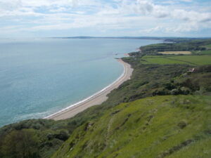SY7681 : Holworth: the slopes of White Nothe drop down to Ringstead Bay