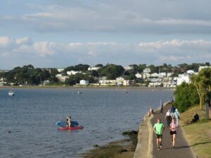 SZ0487 : Path alongside Poole Harbour, Sandbanks, near Poole