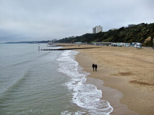 SZ1191 : Boscombe Beach from the pier - Christmas Day 2024
