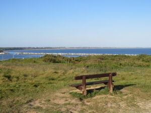 SZ1790 : Bench with a view, Hengistbury Head, near Christchurch