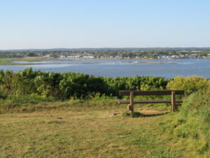 SZ1790 : Bench with a view, Hengistbury Head, near Christchurch