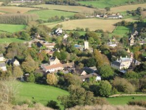 SY4493 : Symondsbury village from Colmers Hill