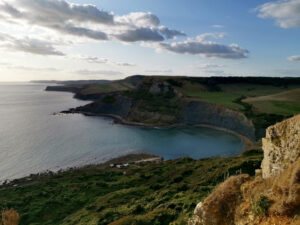 SY9576 : View towards Chapman's Pool and Houns-tout cliff from Emmetts Hill