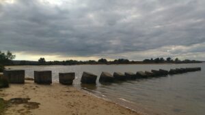 SZ0385 : Anti-tank blocks at Bramble Bush Bay, Poole Harbour
