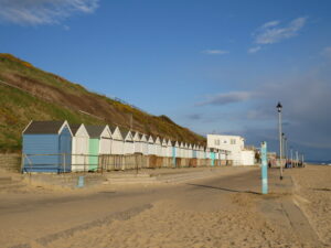 SZ1491 : Beach huts on the seafront, Southbourne, near Bournemouth
