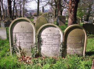 TG2408 : Three graves of the de France English Family